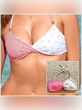 Victoria's Secret Stars And Stripes Duo Twisted Bandeau Bikini Top Size Medium